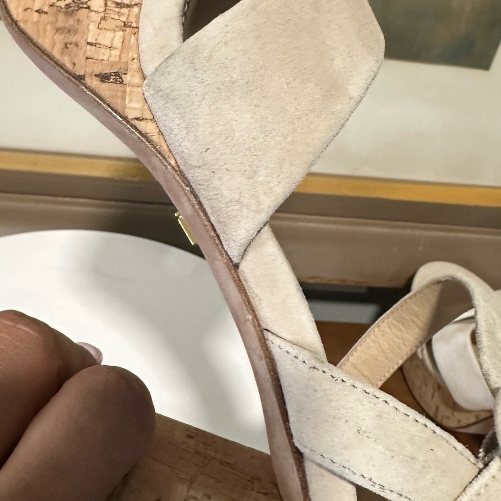 🌹VERONICA BEARD🌹 Lucille Cork Suede Platform Sandals Size: 9M - Picture 7 of 16